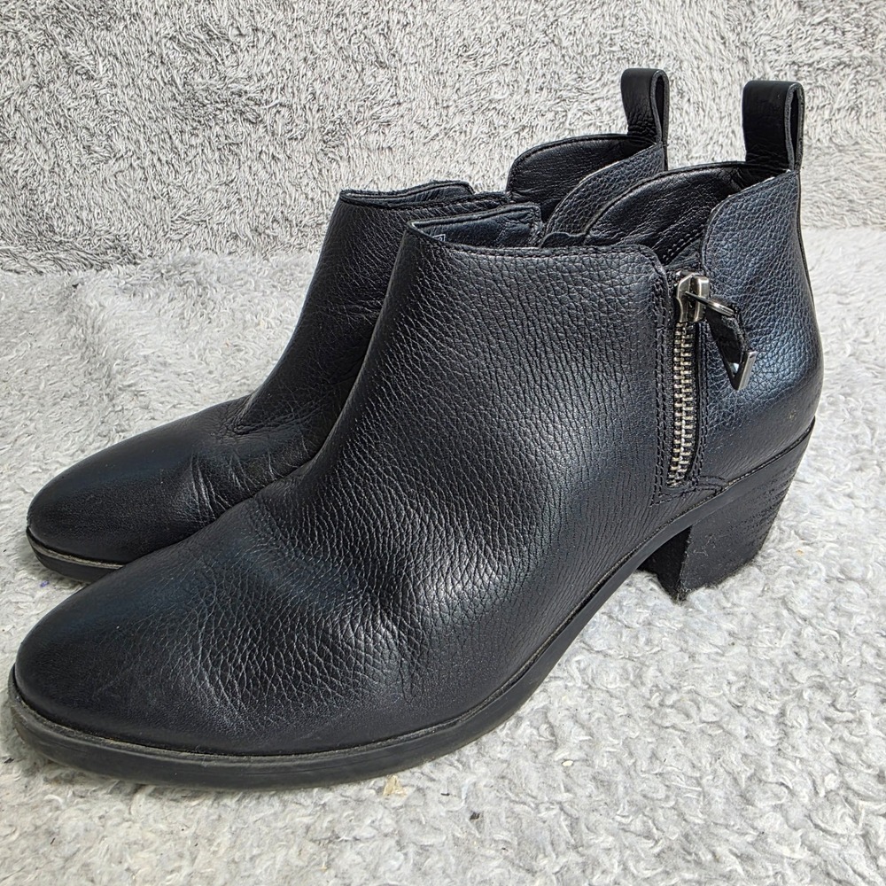 Vionic Cecily Ankle Boots Black Waterproof Leather Shooties Womens 7 Excellent - Picture 1 of 8